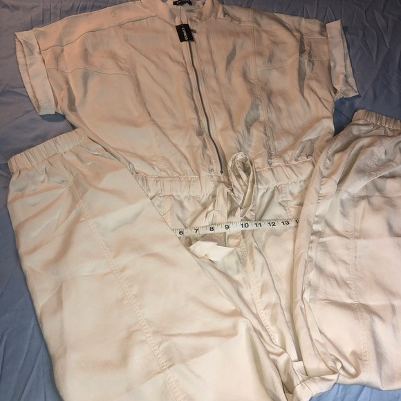 Express XL Zip Front One Piece Jumpsuit Pockets & Elastic Drawstring Waistband - Picture 1 of 7